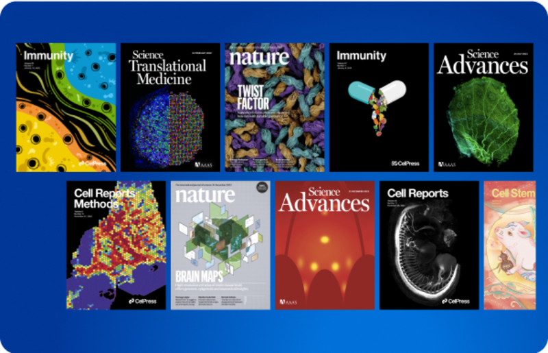 An array of scientific journal covers